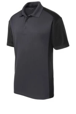 Sport-Tek Mens Colorblock Micropique Sport-Wick Polo Grey/Black